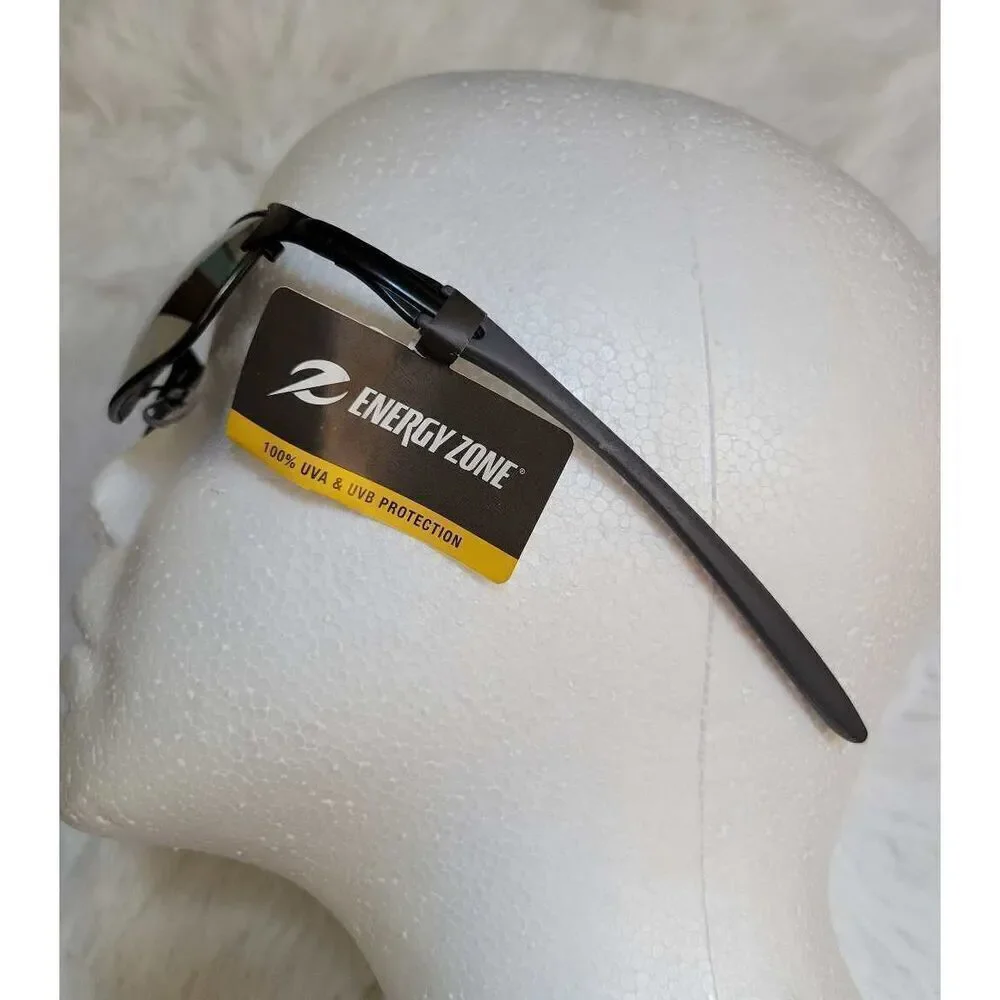Energy Zone Mirrored Sunglasses Black New 100% UVA Protection Men's Unisex